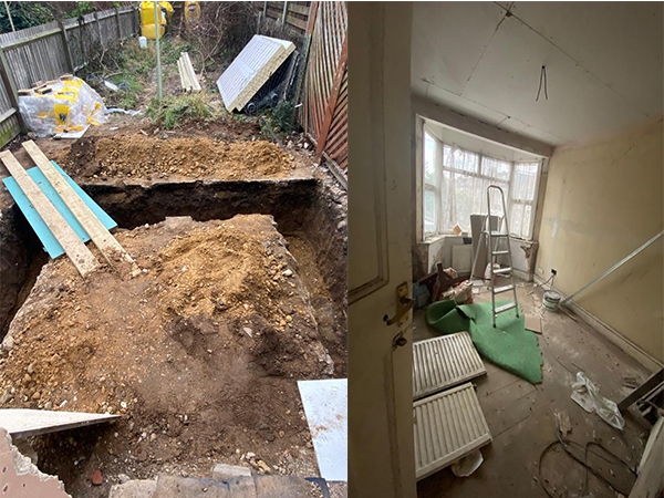 Extending back of the house